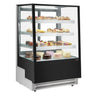 kagemontre - til kager - 508 liter - 900 mm - dobbeltglas - med 4 glashylder - sort