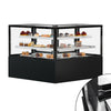 Kagehjørneskab MADRID - 1500mm - med LED-belysning & 2 hylder - sort mat