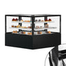 Kagehjørneskab MADRID - 1500mm - med LED-belysning & 2 hylder - sort mat