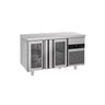 Kølebord PREMIUM - 1400x700 mm - 281 liter - ventileret køl - med 2 glasdøre