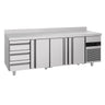 Kølebord PREMIUM - 2330x700 mm - 632 liter - ventileret køl - med 3 døre - med 3 skuffer - Bagkant