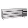 Kølebord PREMIUM - 2330x700 mm - til GN 1/1 - 632 liter - ventileret køl - med 12 skuffer