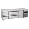 Kølebord PREMIUM - 2330x700 mm - 1/1 GN - 632 liter - ventileret køl - med 1 døre - med 6 skuffer