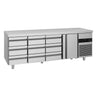 Kølebord PREMIUM - 2330x700 mm - til 1/1 GN - 632 liter - ventileret køl - med 1 døre - med 9 skuffer