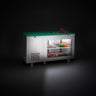 Kølebord – 1400 x 700 mm – 2 døre bagtil – med glasfront – inkl. skæreplade i grøn