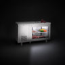 Kølebord – 1400 x 700 mm – 2 døre bagtil – med glasfront – inkl. skæreplade i hvid
