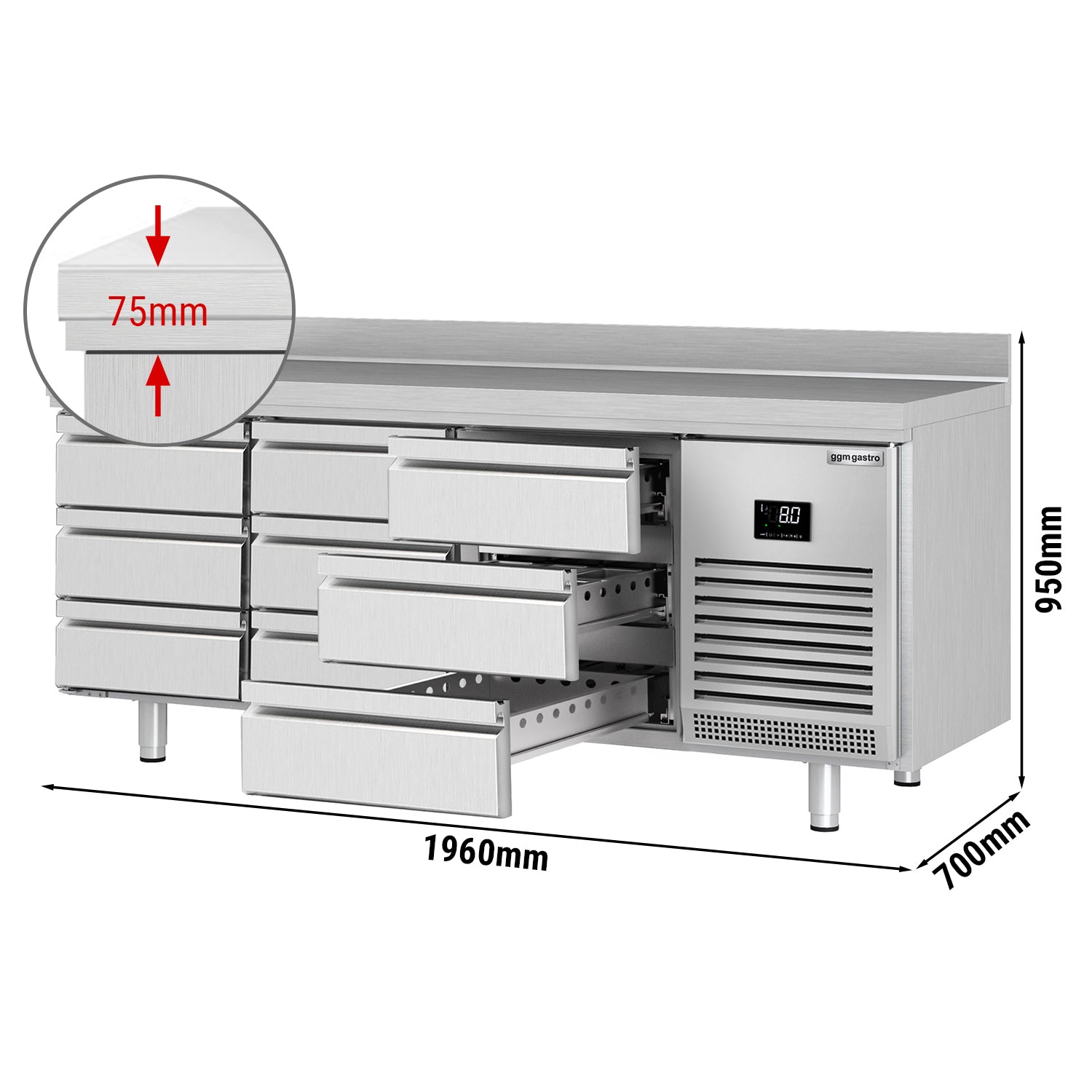 Kølebord (GN) - med 9 Skuffer 1/3