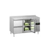 Kølebord ECO – 1360 x 700 mm – med 1 dør – 2 skuffer – med opkant