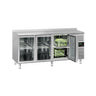 Kølebord ECO - 1795x700 mm - 417 liter - ventileret køl - med 3 glasdøre - Bagkant