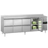 Kühltisch ECO - 2230x700mm - mit 1 Tür - 6 Schubladen - mit Aufkantung