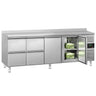 Kølebord ECO – 2230 x 700 mm – med 2 døre – 4 skuffer – med opkant