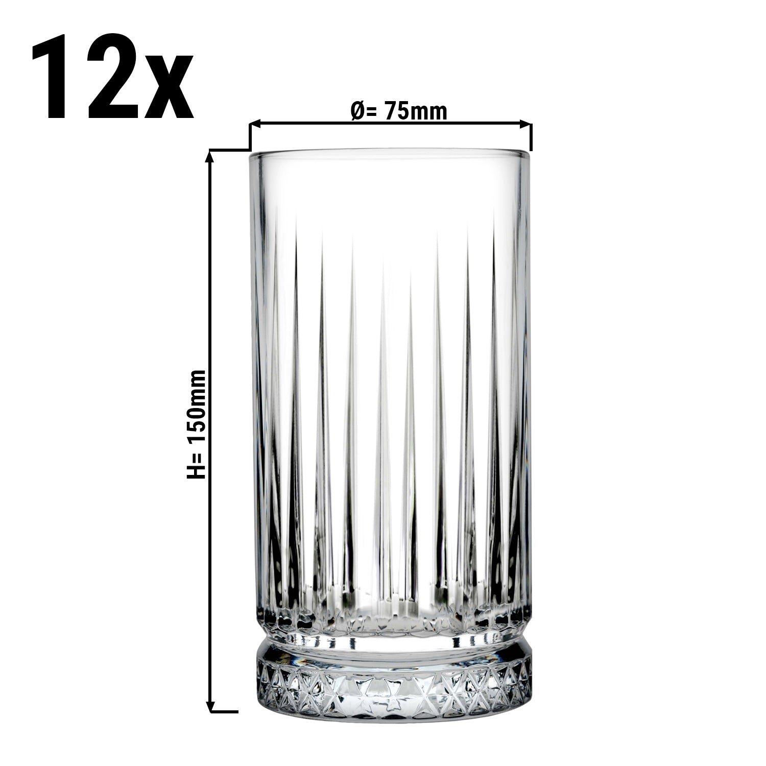 (12 stk.) Longdrinkglas - ELYSIA - 445 ml - Transparent