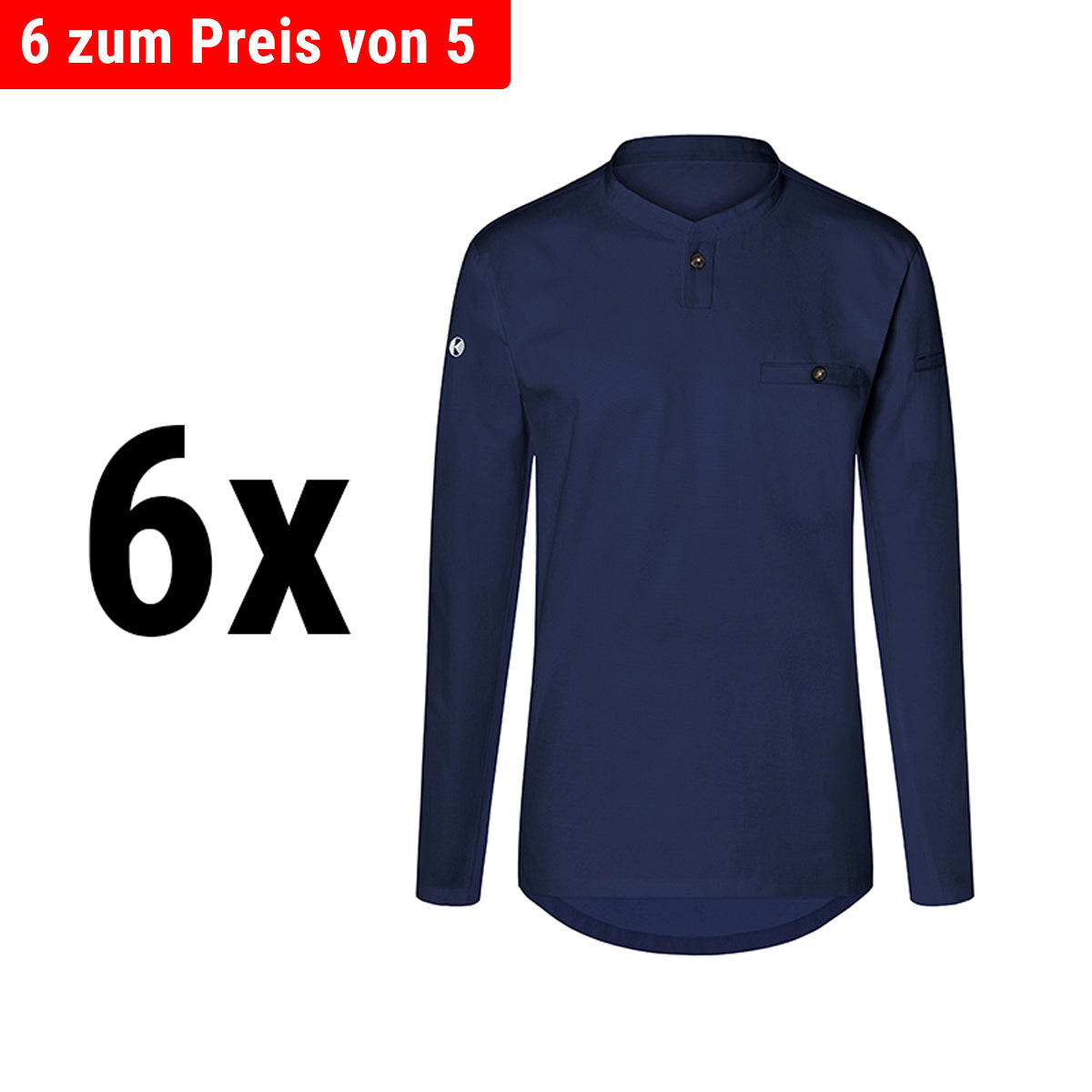 (6 stk) Karlowsky - Langærmet arbejdsskjorte til herrer Performance - Marineblå - Størrelse: L