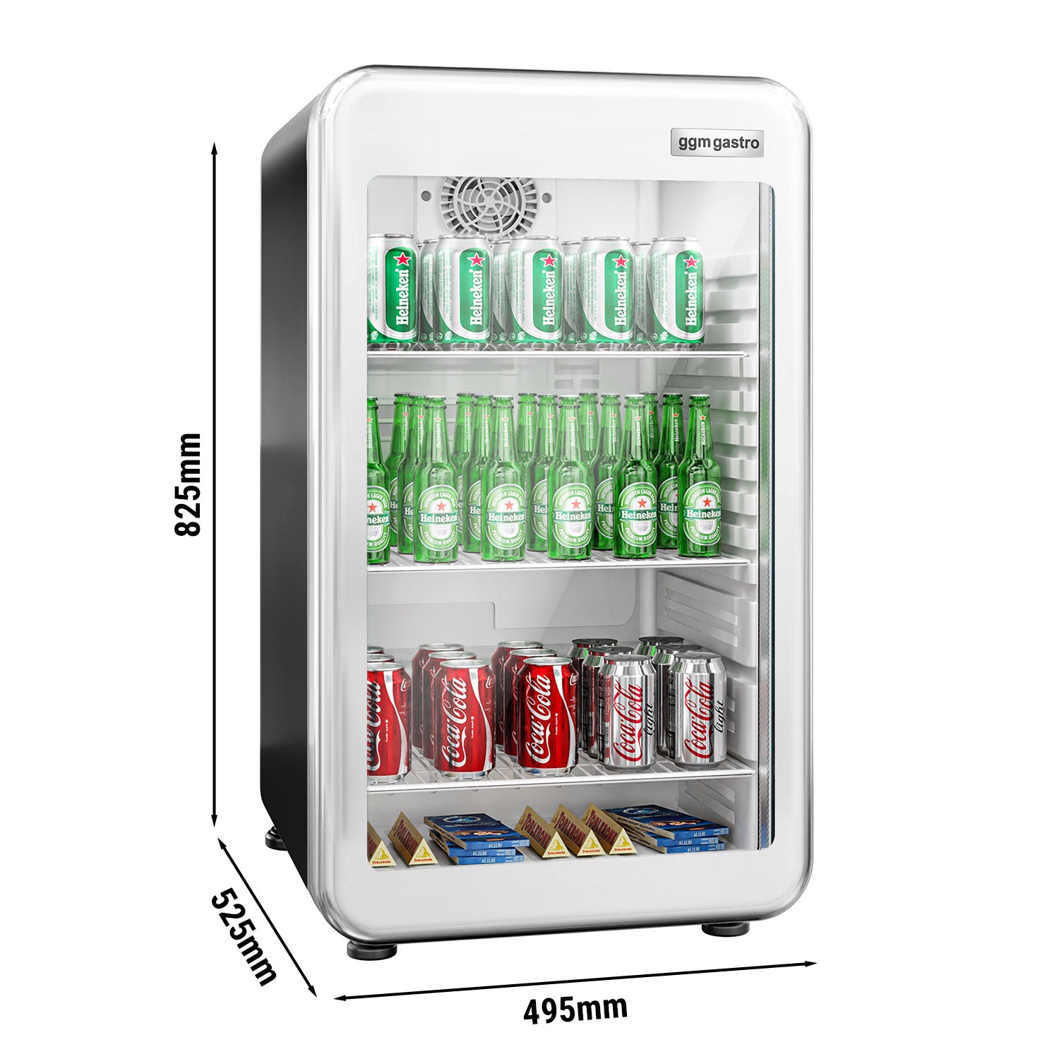 Mini køleskab - 113 Liter - med 1 glasdør - Sort/Sølv