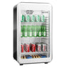 Minibar - B 495 mm - 113 l - med 1 glasdør & LED-lys - sort/sølv
