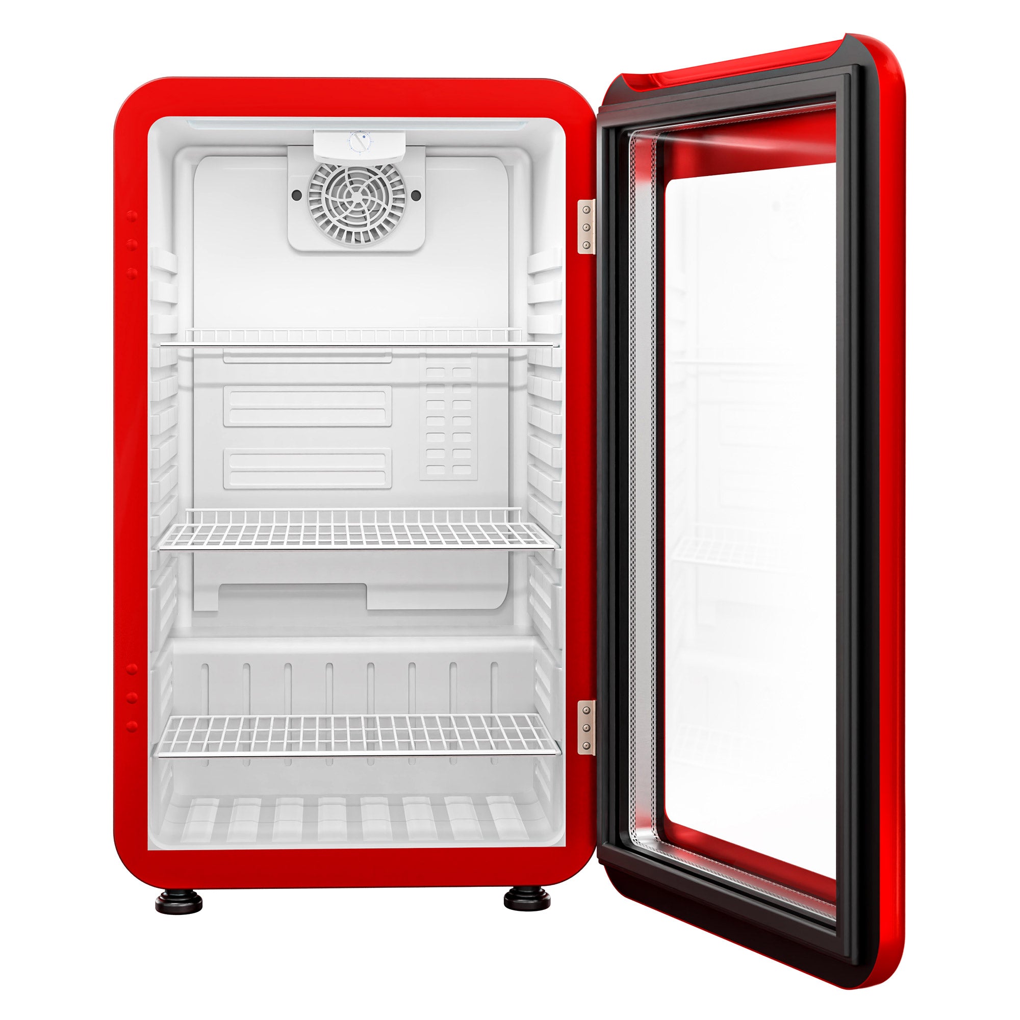 Mini køleskab - 113 Liter - med 1 glasdør - Rød