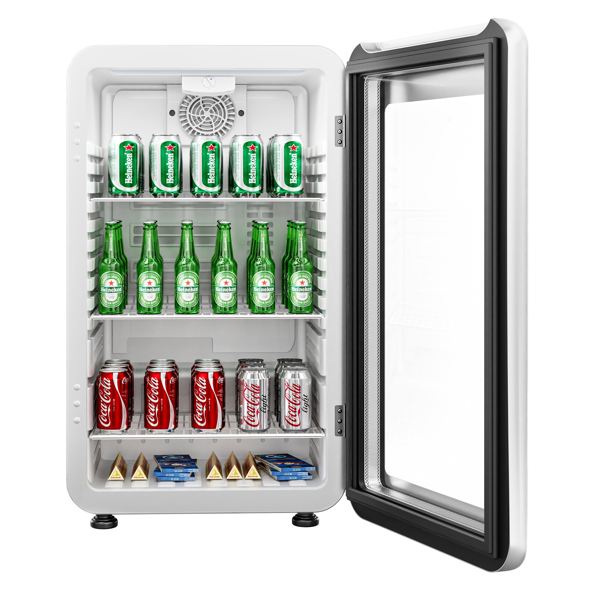 Mini køleskab - 113 Liter - med 1 glasdør - Hvid