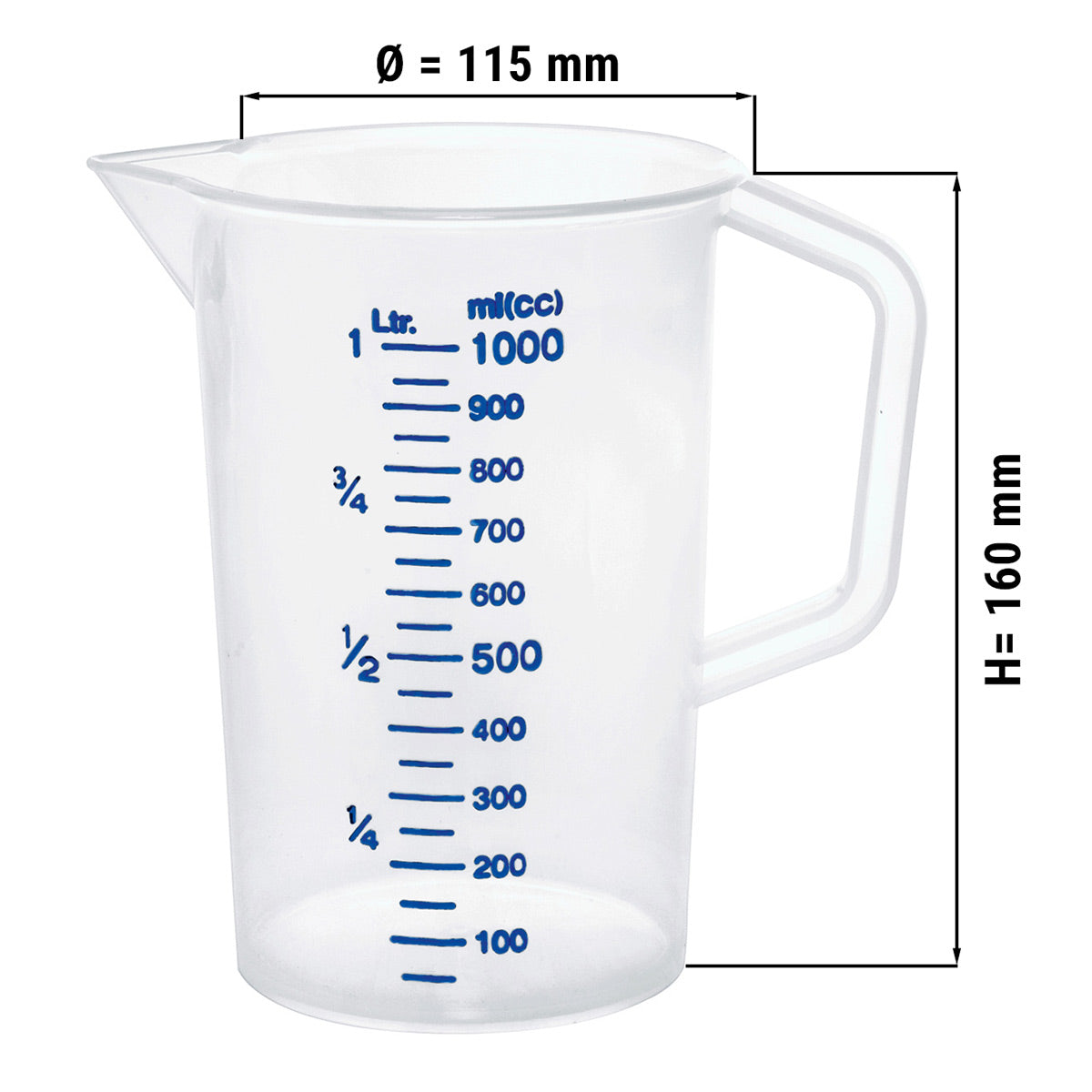 Målebæger - 1 liter - med 100 ml-skala
