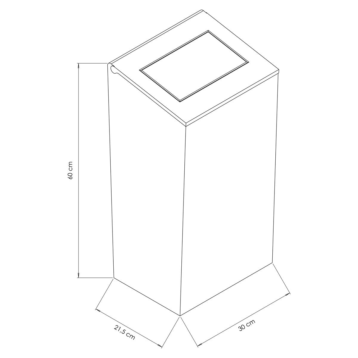 Affaldsspand med skubbeklap - 38 liter - sølv