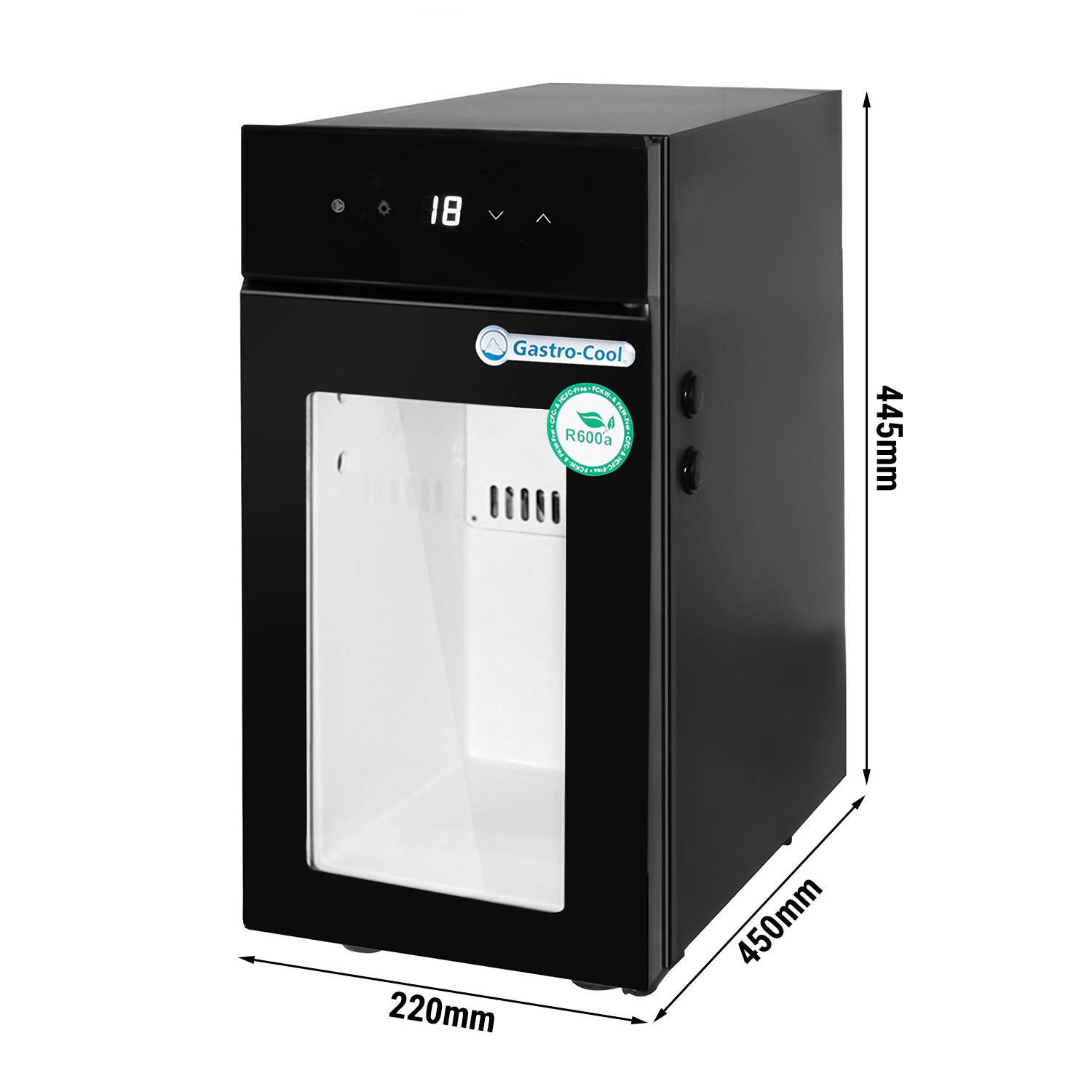 Mælkekøleskab med glasdør og display inkl. digital temperaturvisning