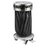 Affaldsstativ - med hjul - 80 liter - Ø 390 mm - med fodpedal, soft close, automatisk lukkende låg - Rustfrit stål