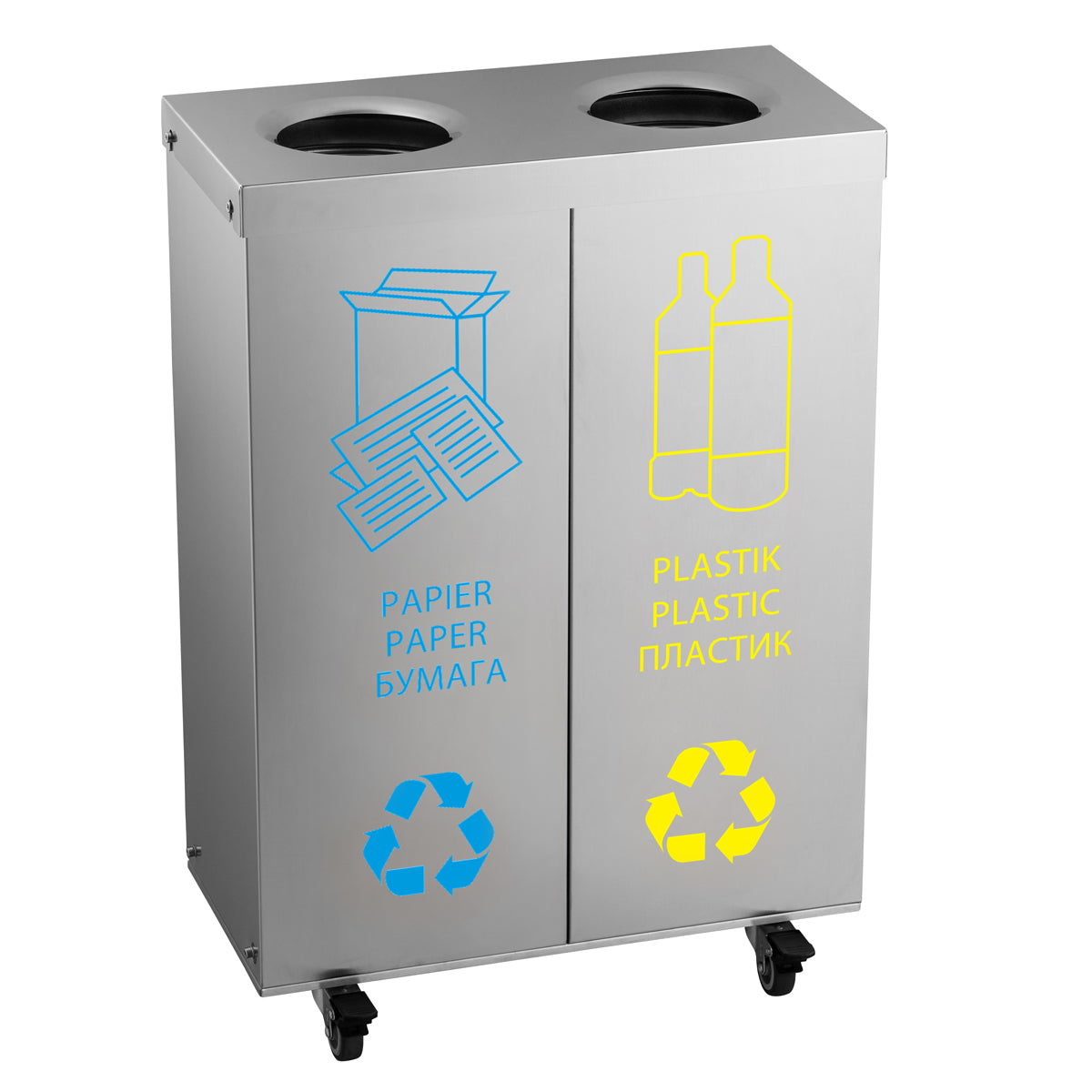 Affaldssorteringssystem - med 2 rum og på hjul