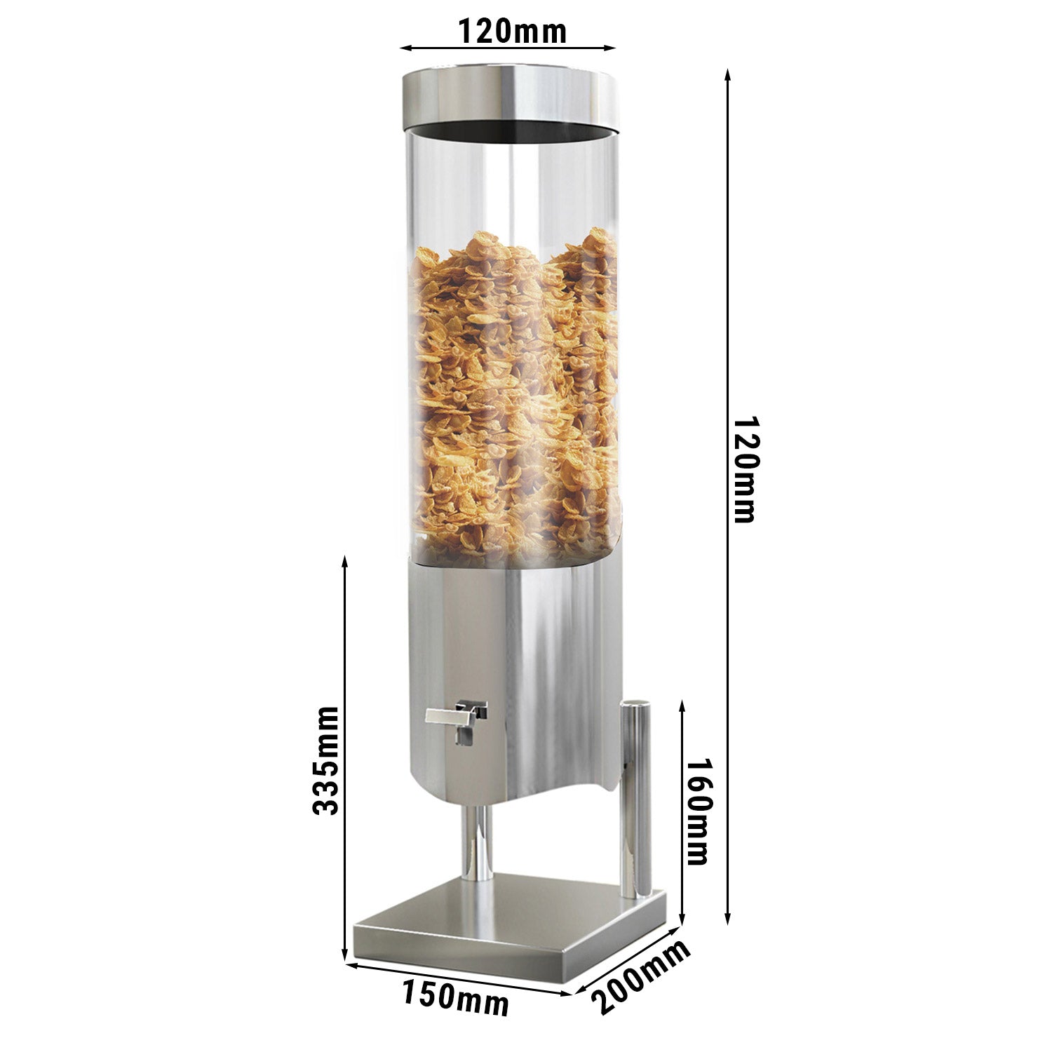 Korndispenser med firkantet fod - Ø 12 cm