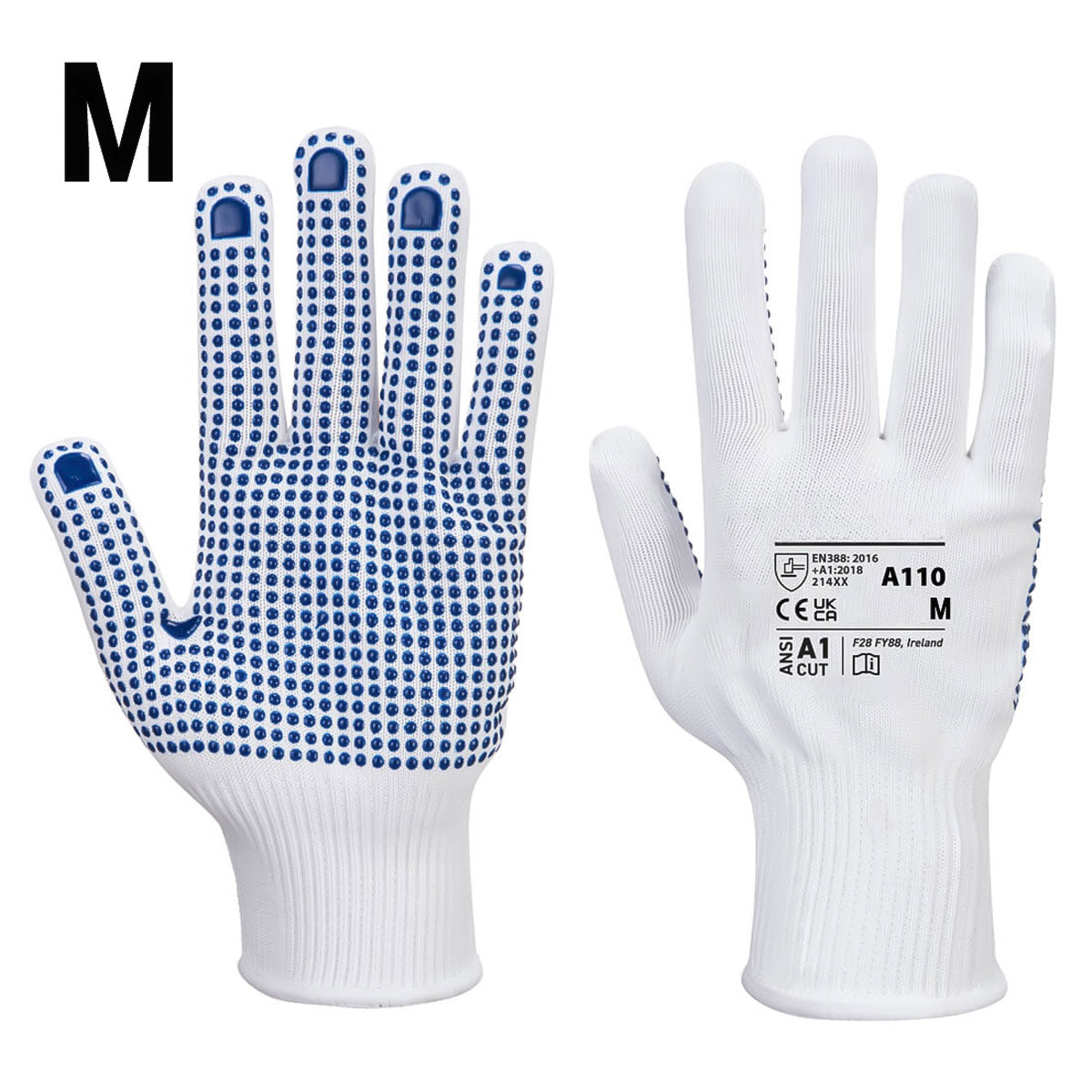 (10 par) PVC-nubhandsker - hvid/blå - størrelse: M