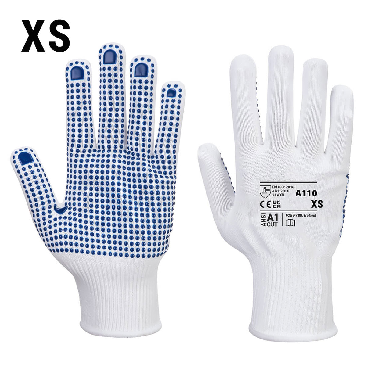(10 par) PVC-nubhandsker - hvid/blå - størrelse: XS