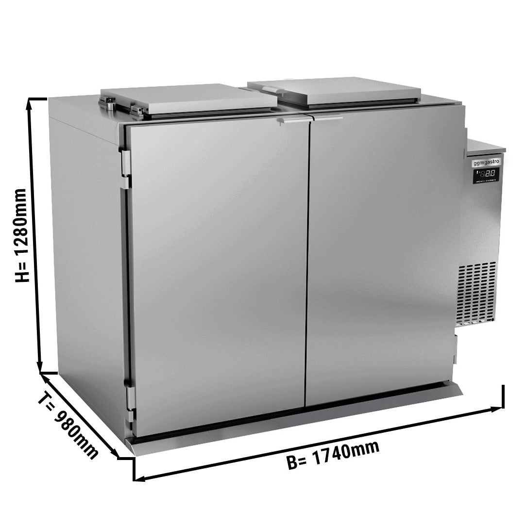 Vådt affalds køleskab 2x 120 eller 1x 240 liter / køleaggregat til højre