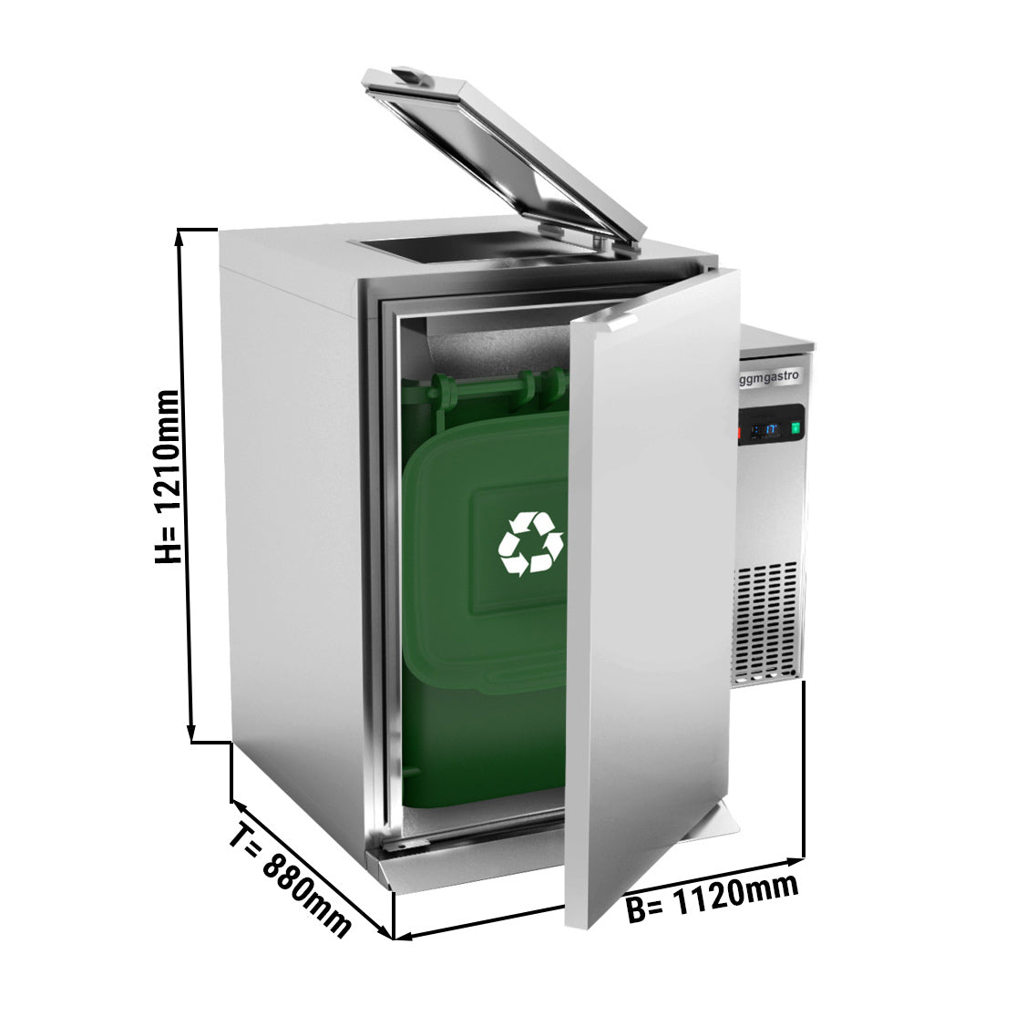 Vådt affalds køleskab 1x 120 liter / køleaggregat til højre
