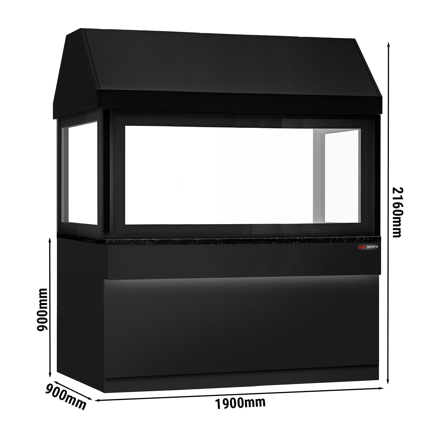 Neutralt element til kulgrill TORONTO - 1900mm - sort front - sort granitbordplade