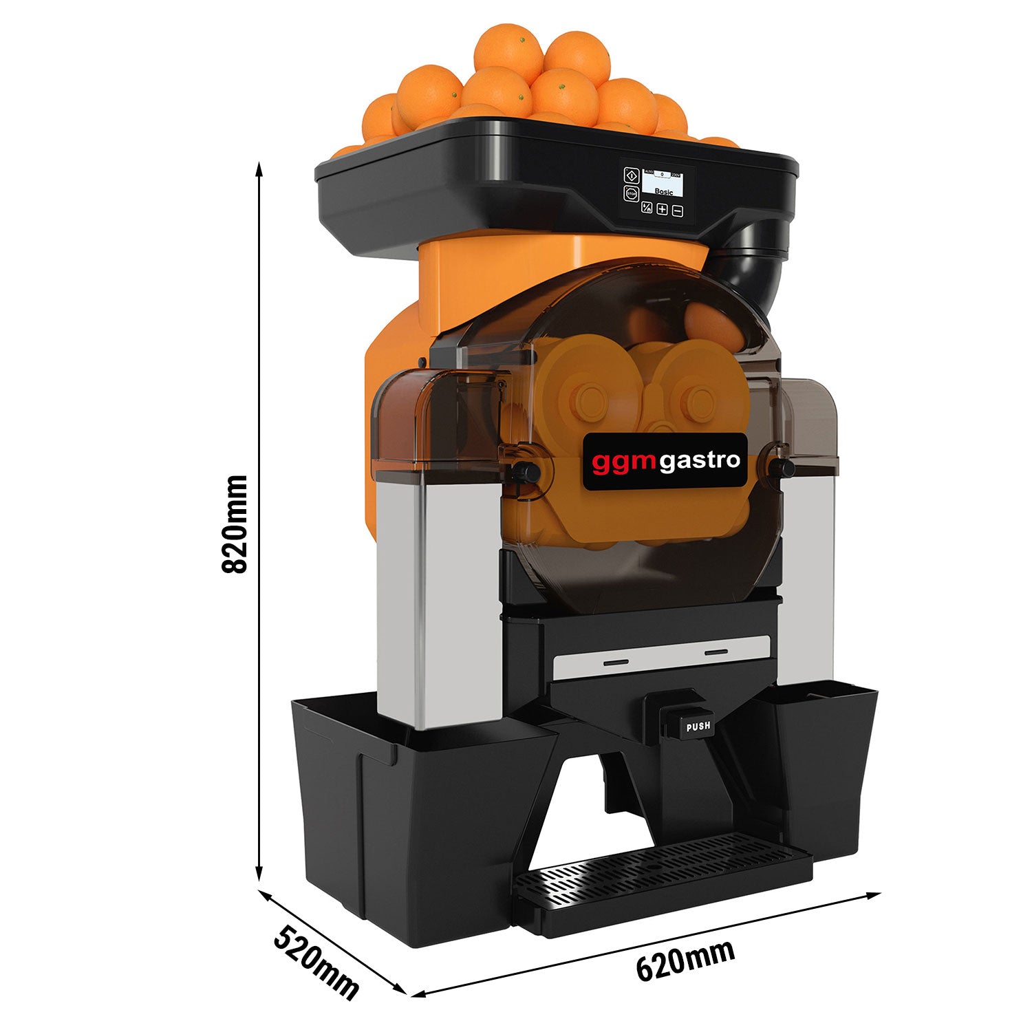 Elektrisk appelsinpresser - orange - Manuel fremføring - inklusive automatisk rengøringstilstand