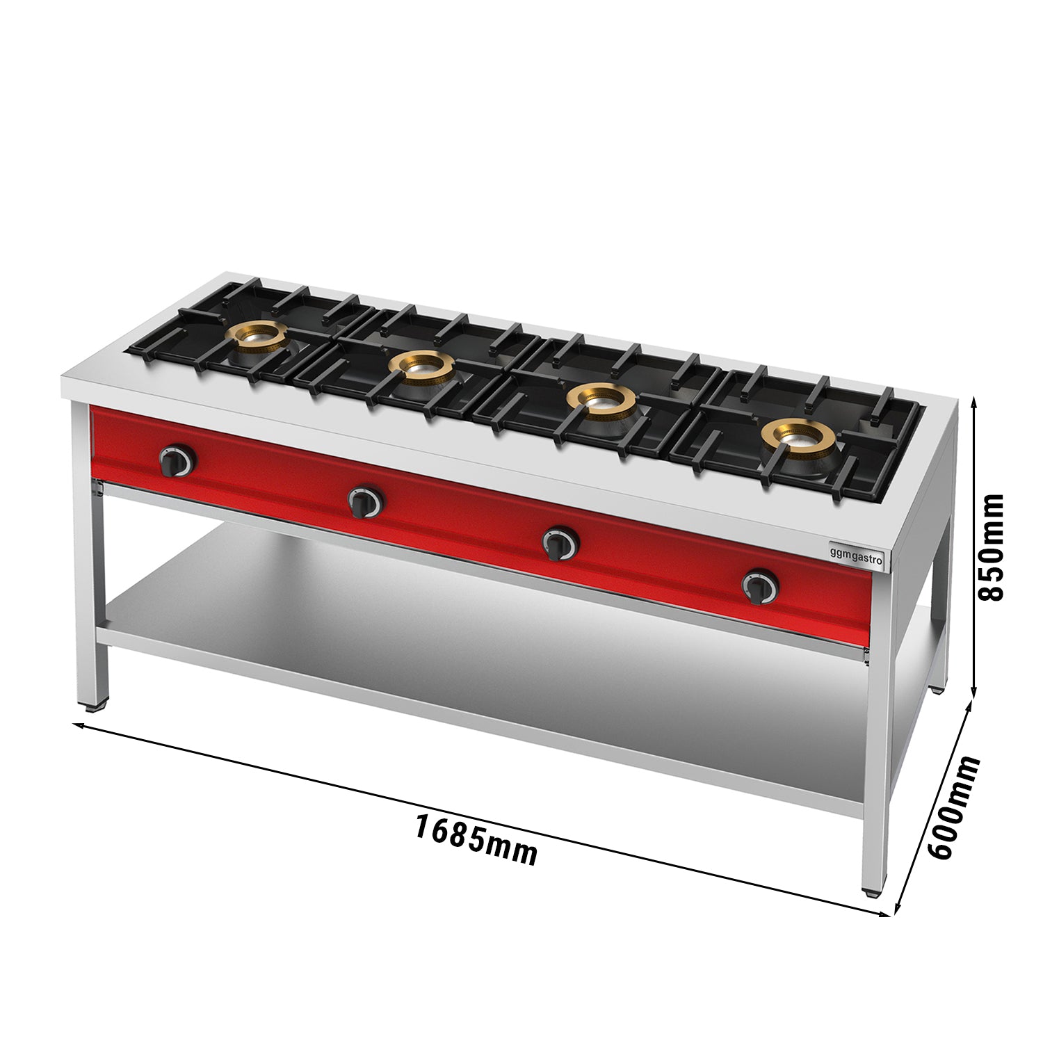 Gaskogebord med pandekage - 4 brændere - 8 kW