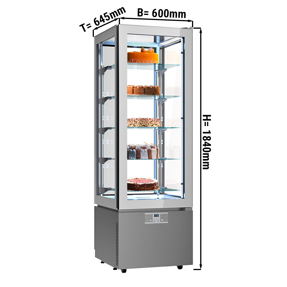 Panoramisk Kølemontre - 324 liter - med 5 Glashylder - Sølv