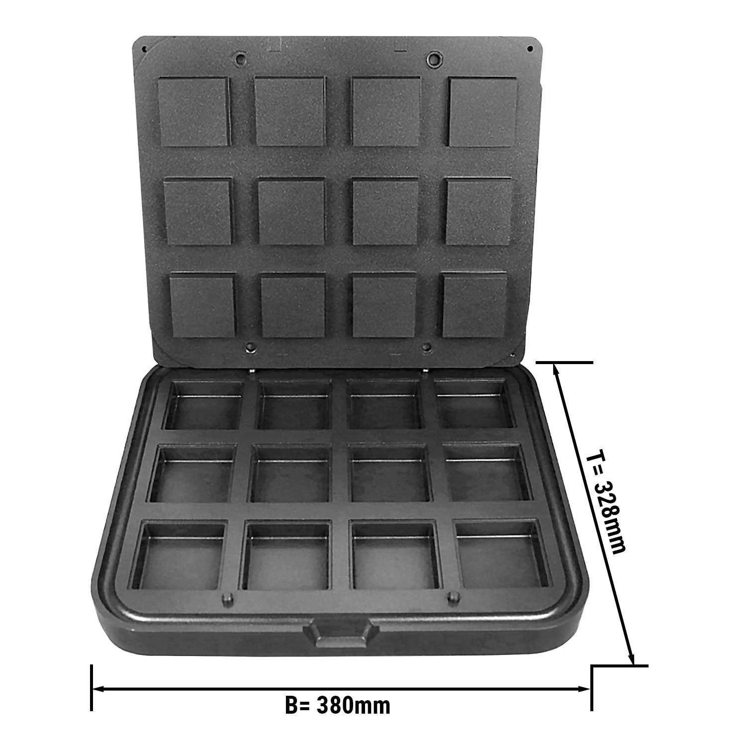 Plade til Tarteletmaskine - Form: Firkantet - Top: 72 x 72 mm, Bund: 62 x 62 mm / Højde: 19 mm