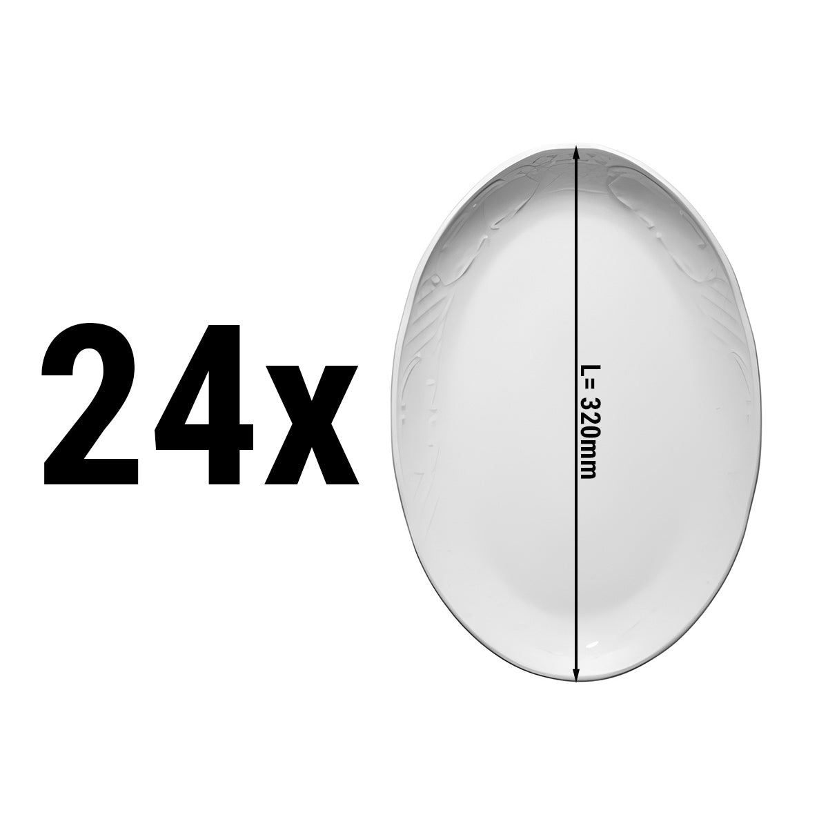 (24 stk.) CLASICO - tallerken/ fad ovalt - Ø 32 cm