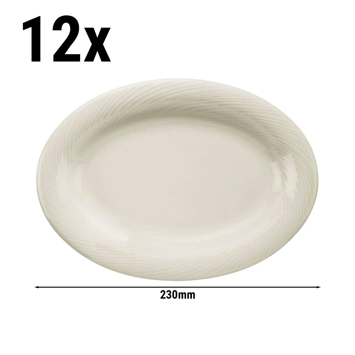 (12 stk.) SEMPRE - Tallerken/plade oval - Ø 23 cm