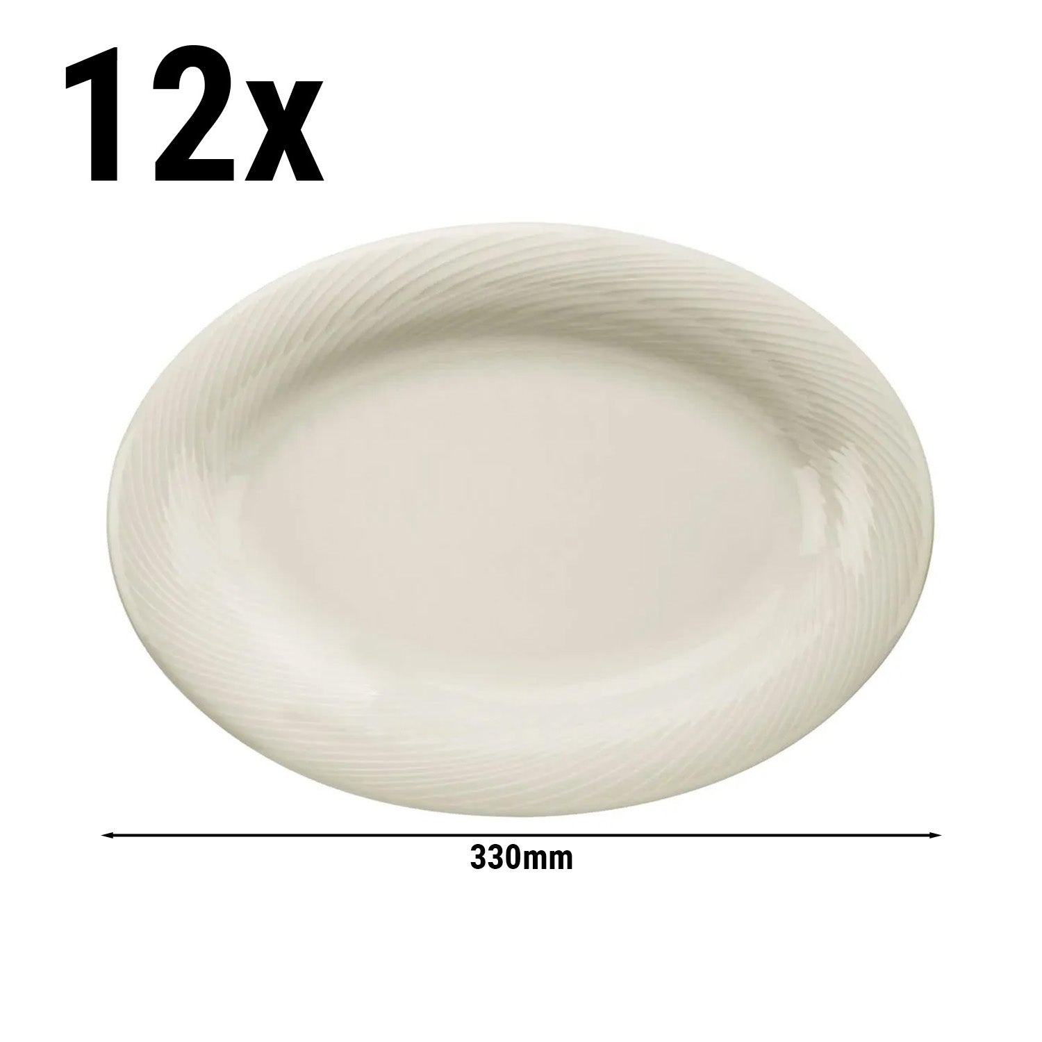 (12 stk.) SEMPRE - Tallerken/plade oval - Ø 33 cm