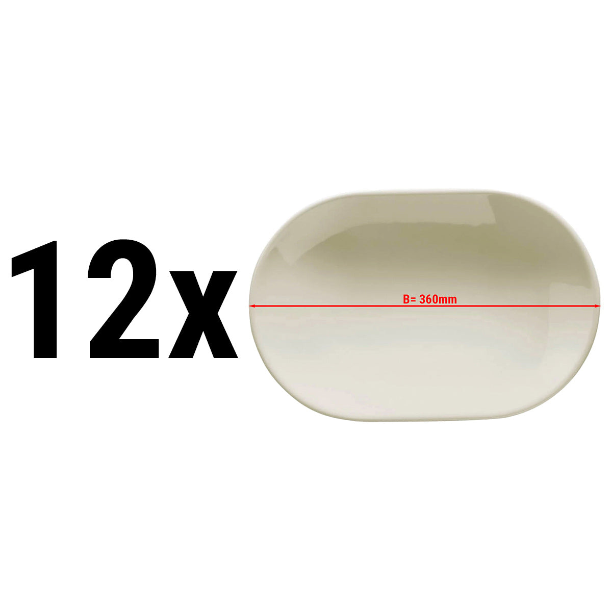 (12 stk.) TEOS - Tallerken/plade oval - 36 cm