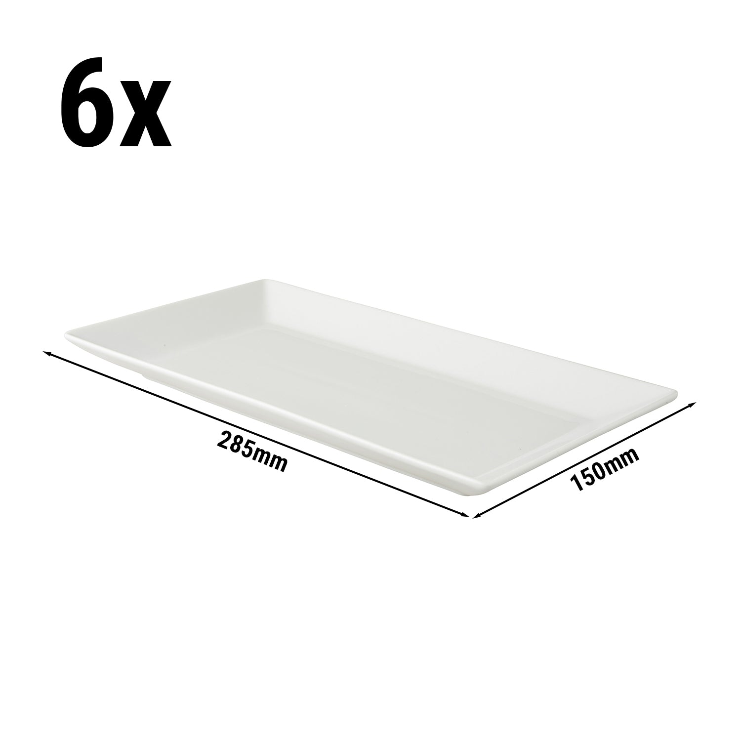 (6 stk.) WHITE DELIGHT - Tallerken - 285x150mm- Hvid