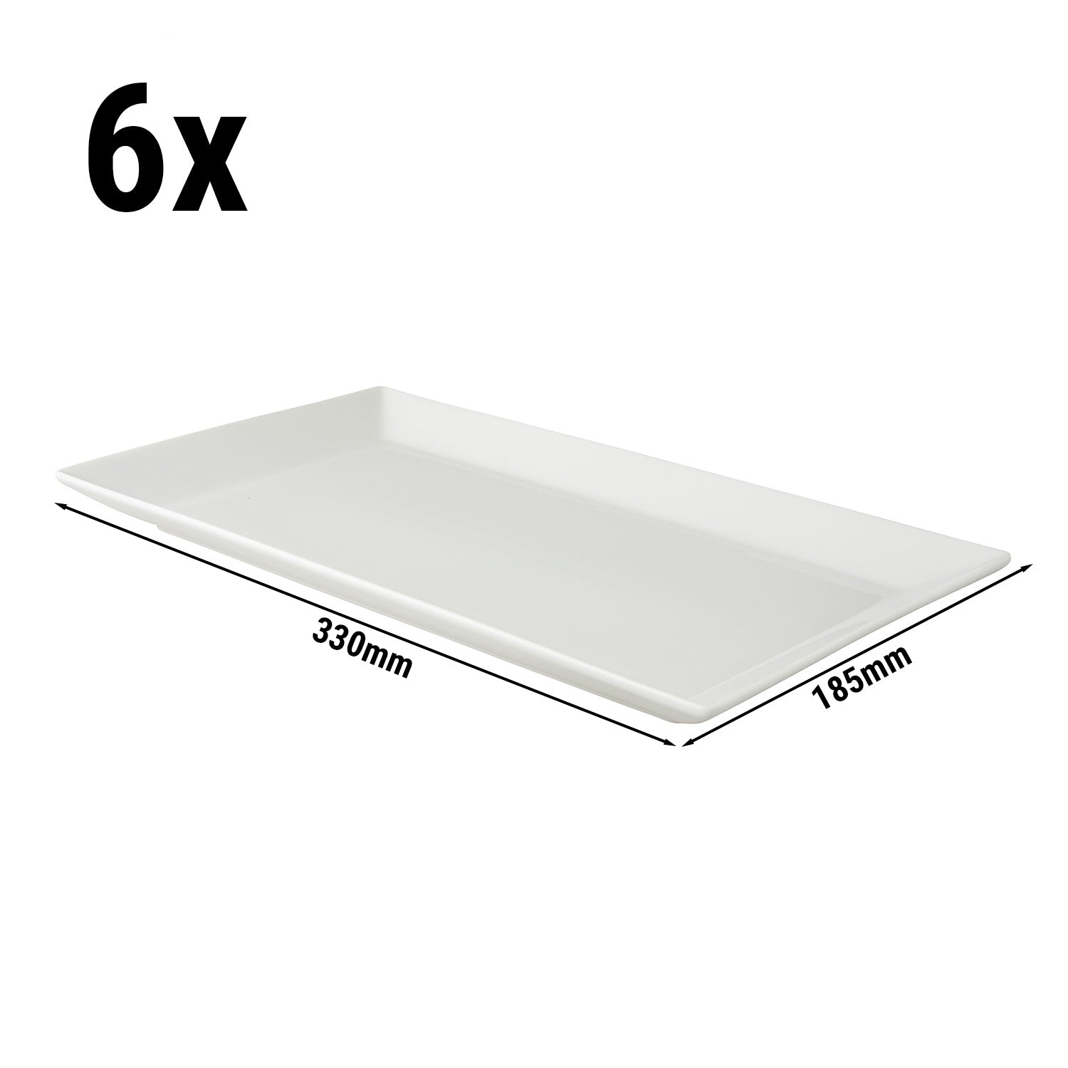 (6 stk.) WHITE DELIGHT - Tallerken - 330x185mm- Hvid