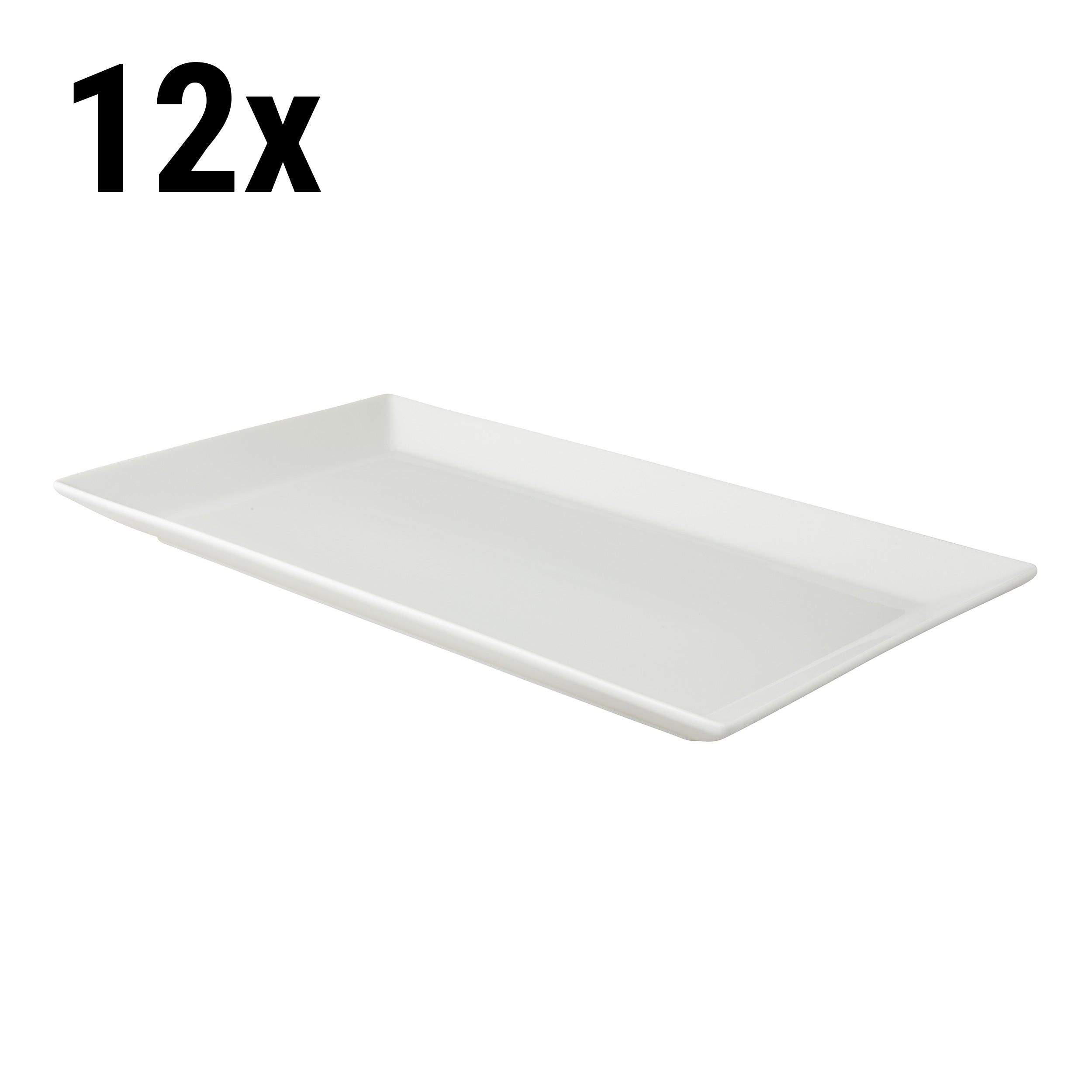 (12 stk.) Tallerken - 33 x 18,5 cm- Hvid