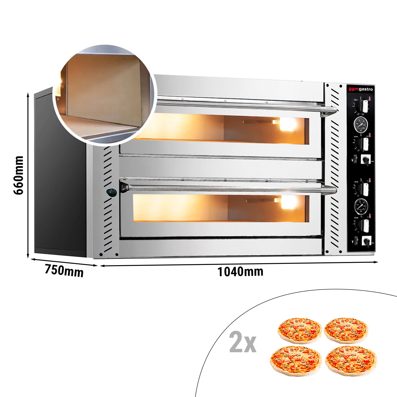 Pizzaovn 4+4x 30 cm (fuld ildfast ler)