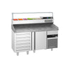 Pizzabord PREMIUM - 1550x800mm - med 1 Døre, 5 Skuffer og Køleopsats til 5x GN 1/3 Beholdere