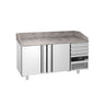 Pizzabord PREMIUM - 1600x800mm - med 2 Døre og Skuffer, Granitbordplade