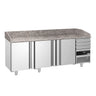 Pizzabord PREMIUM - 2150x800mm - med 3 Døre og Skuffer, Granitbordplade