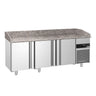 Pizzabord PREMIUM - 2100x800mm -med 3 Døre, Granitbordplade