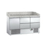 Pizzabord ECO - 1400x700 mm - granitbordplade - med 1 dør og 4 skuffer