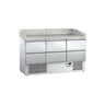 Pizzabord ECO - 1400x700 mm - granitbordplade - med 3 døre og 6 skuffer
